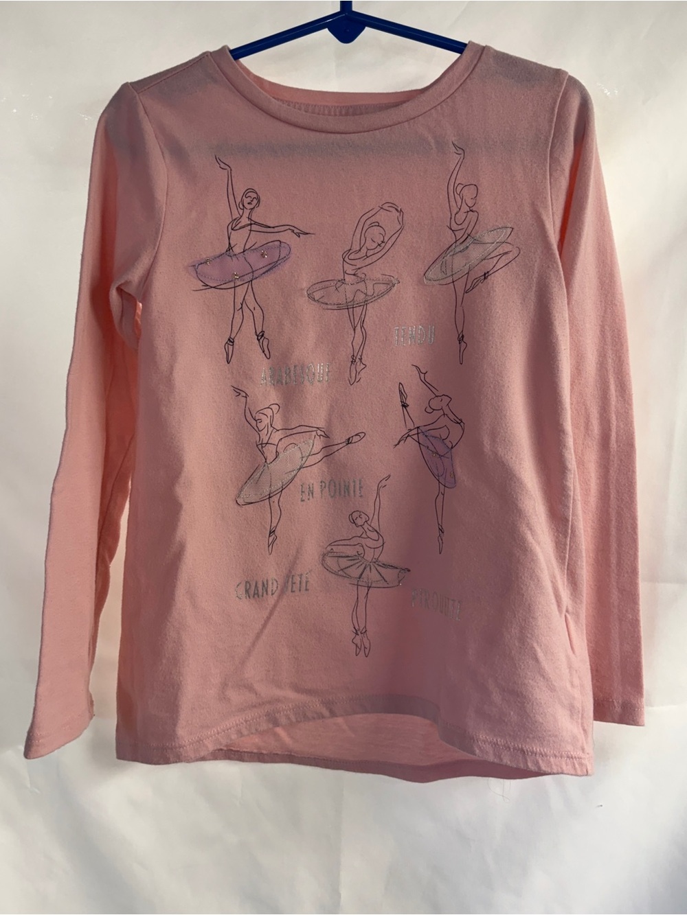 Girls Pink Ballerina Graphic Long Sleeve Top size 4/5